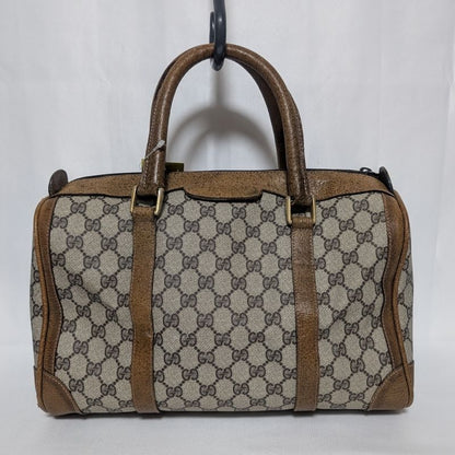 Gucci Vintage GG Supreme Leather Brown Mini Boston Bag