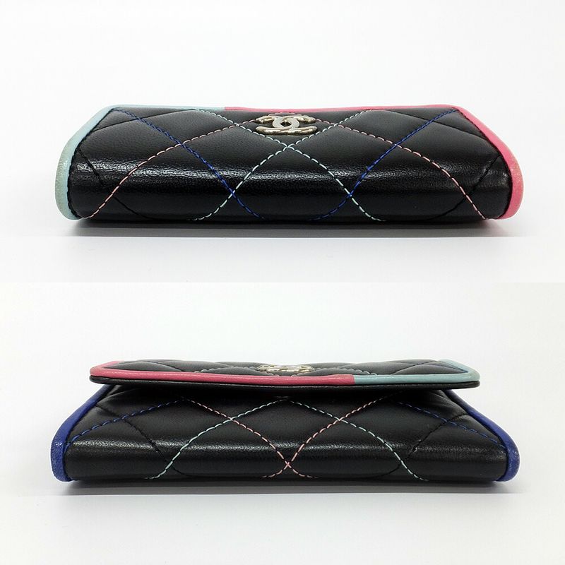 Chanel Card Case Multicolor Pastel Color Quilted CC Logo