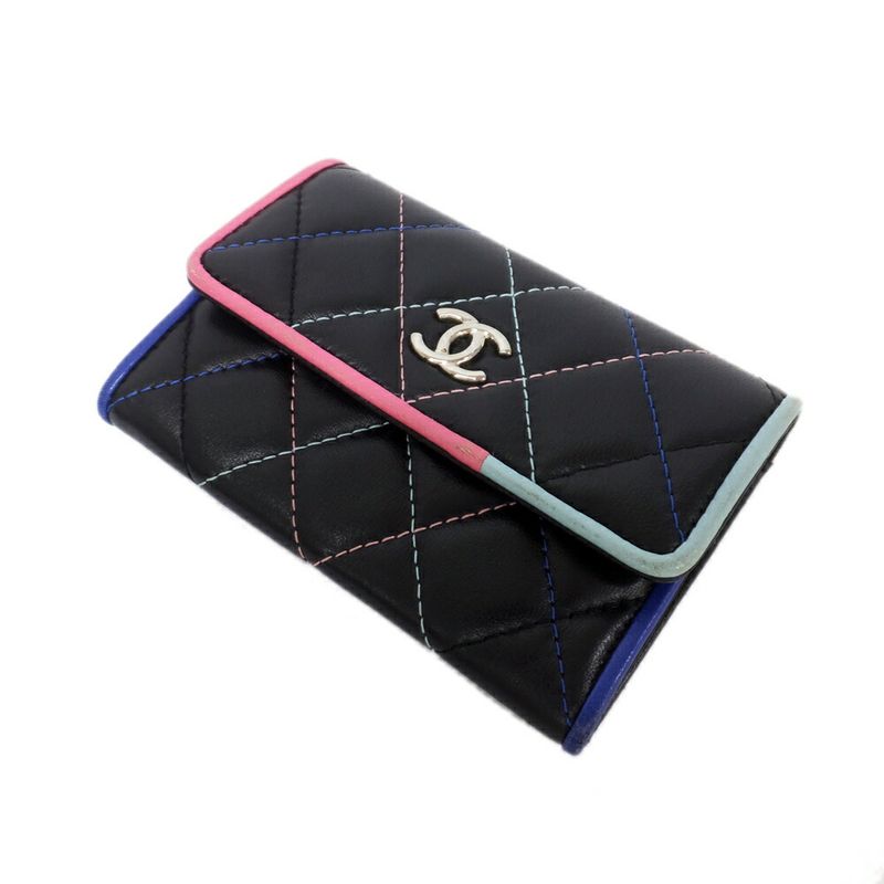 Chanel Card Case Multicolor Pastel Color Quilted CC Logo