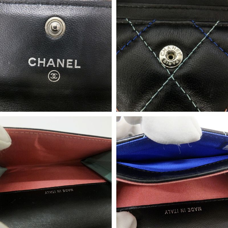 Chanel Card Case Multicolor Pastel Color Quilted CC Logo