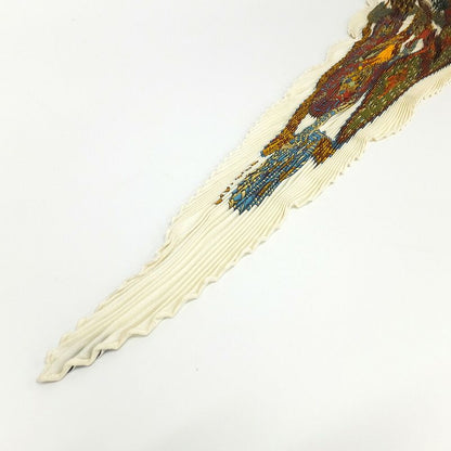 Hermes Carre Plisse Pliss Scarf White Red Multicolor Silk