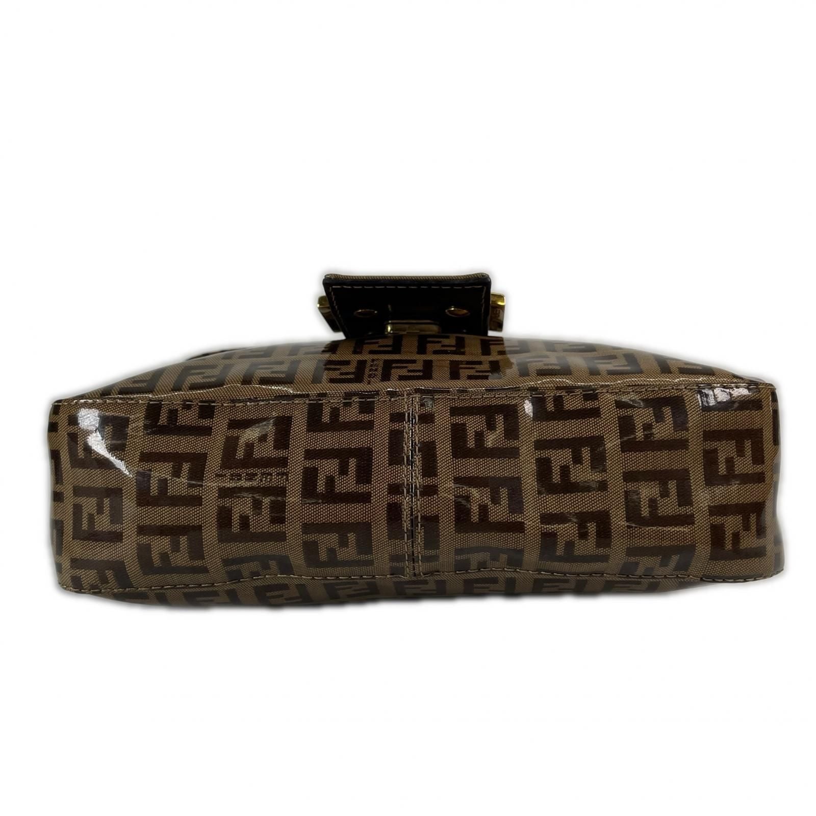 Fendi Zucchino Minimamma Shoulder Bag Patent Brown — view 4