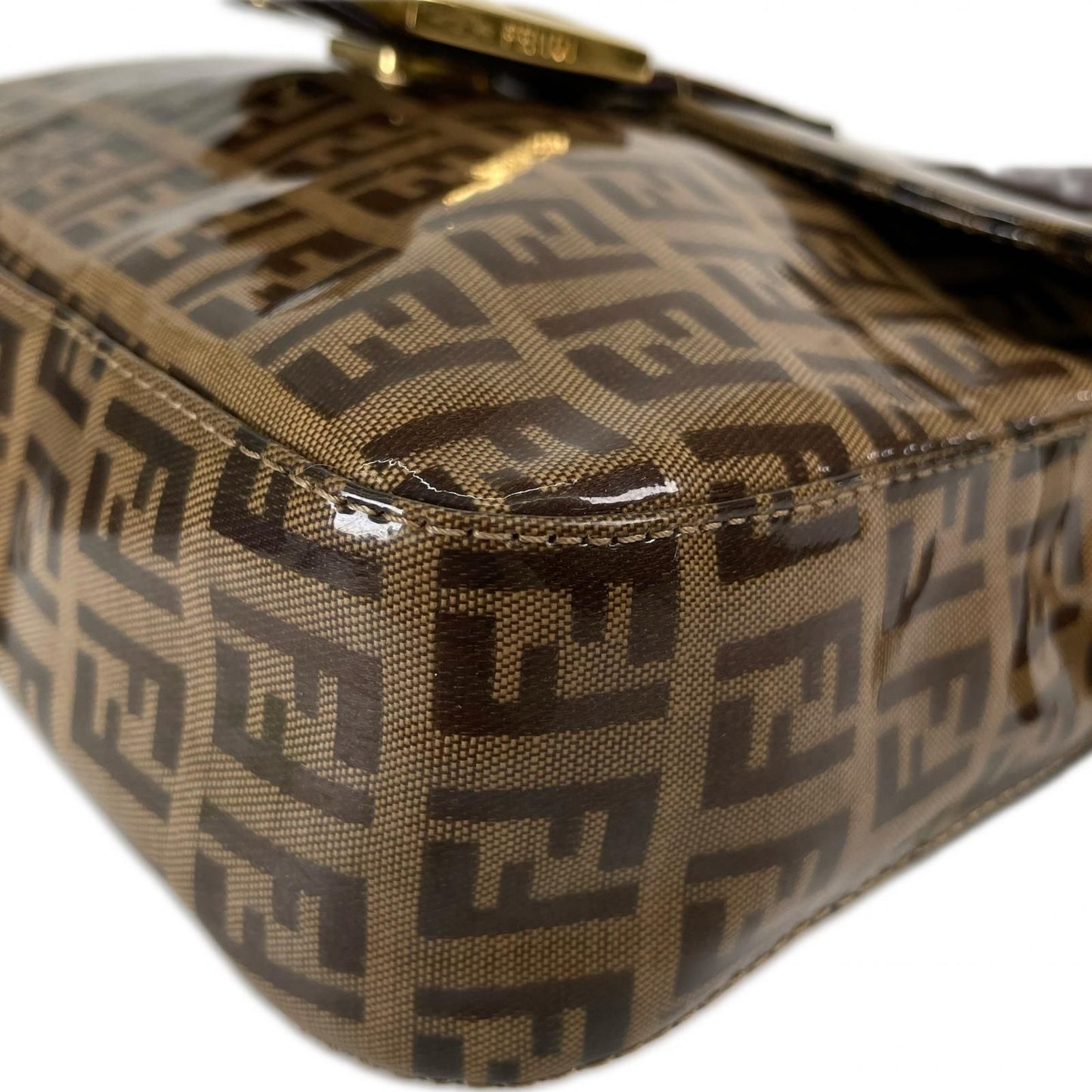 Fendi Zucchino Minimamma Shoulder Bag Patent Brown — view 7