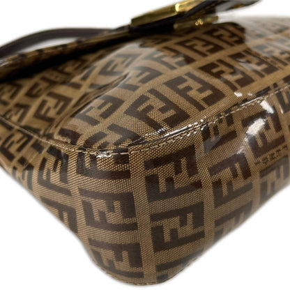 Fendi Zucchino Minimamma Shoulder Bag Patent Brown — view 6