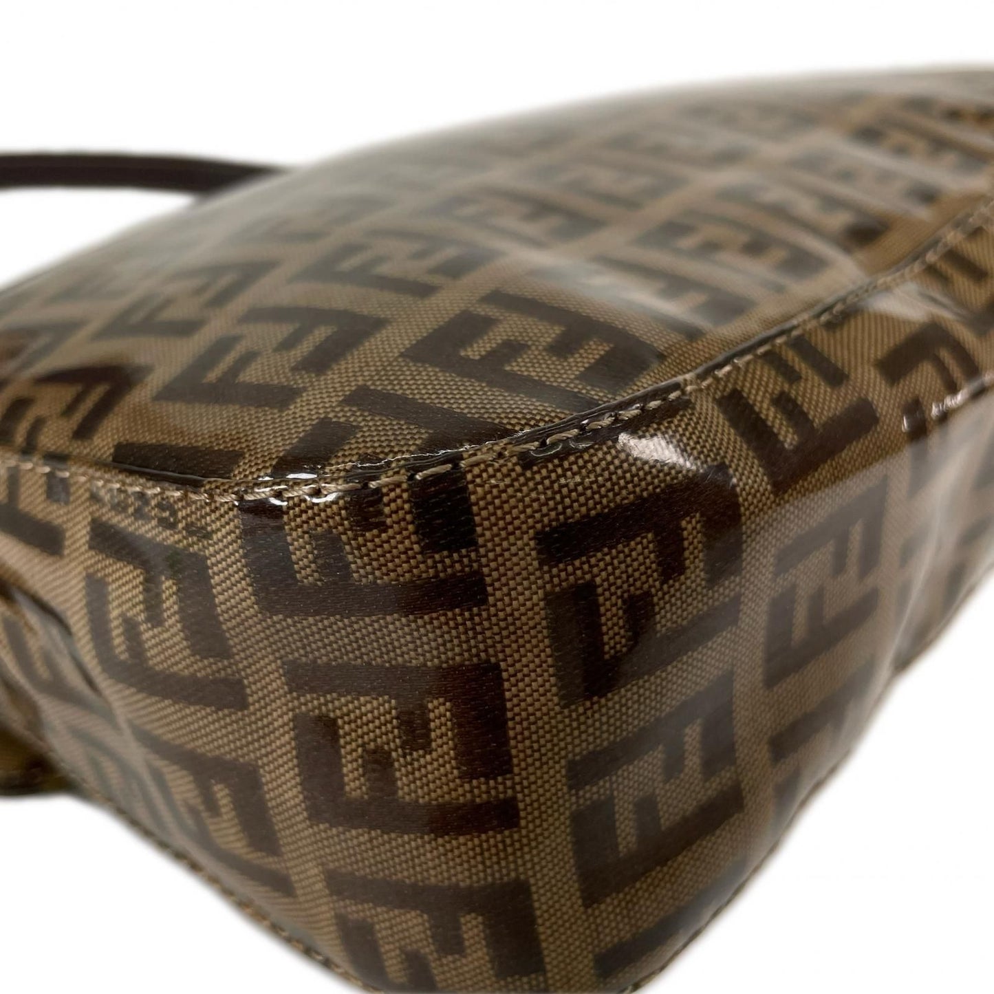 Fendi Zucchino Minimamma Shoulder Bag Patent Brown — view 8
