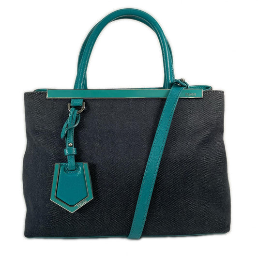 Fendi Petit Toujour Handbag Leather Navy 2-Way Denim