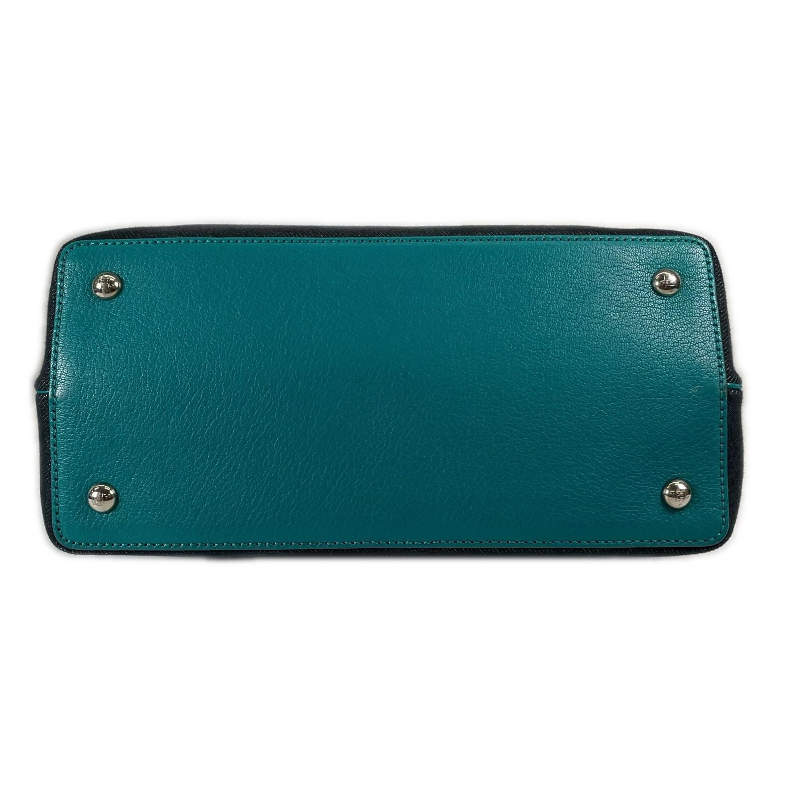 Fendi Petit Toujour Handbag Leather Navy 2-Way Denim — view 4