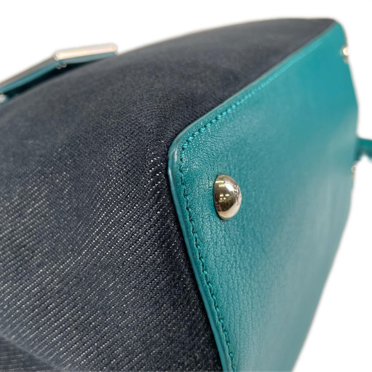 Fendi Petit Toujour Handbag Leather Navy 2-Way Denim — view 6