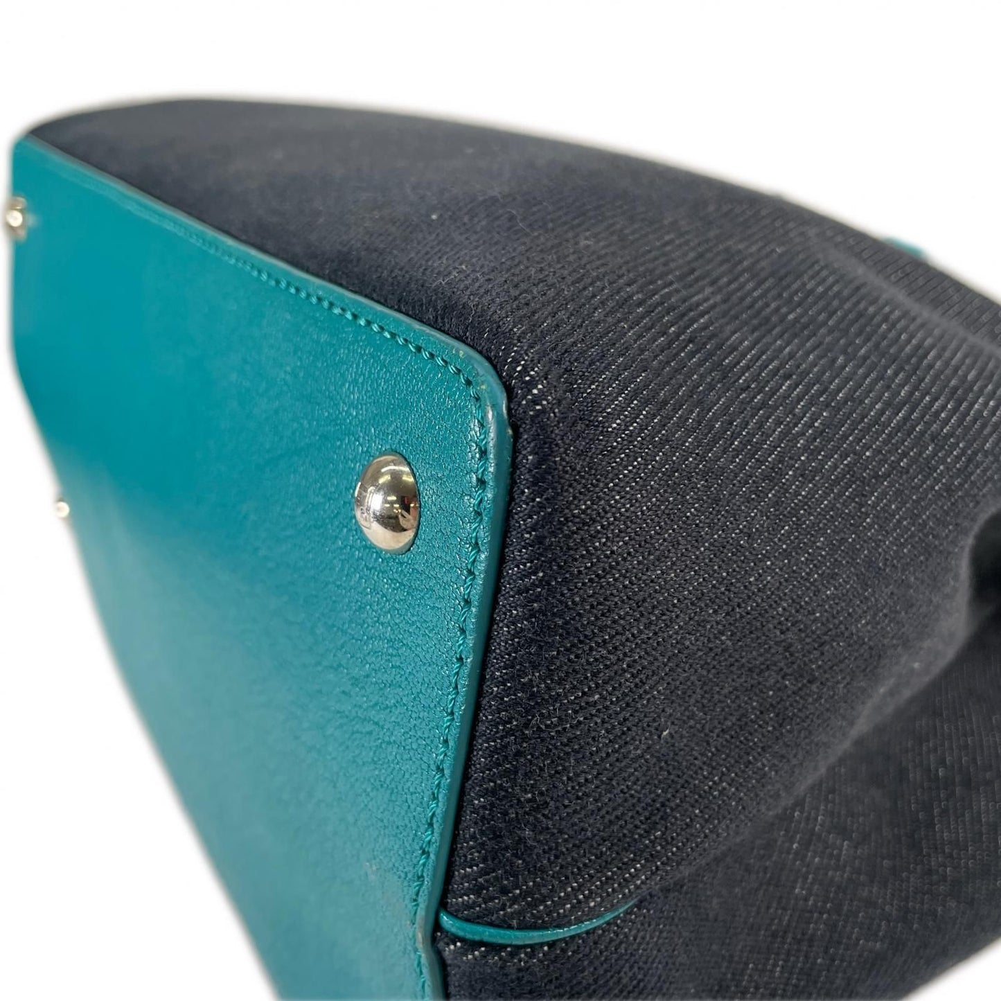Fendi Petit Toujour Handbag Leather Navy 2-Way Denim — view 7