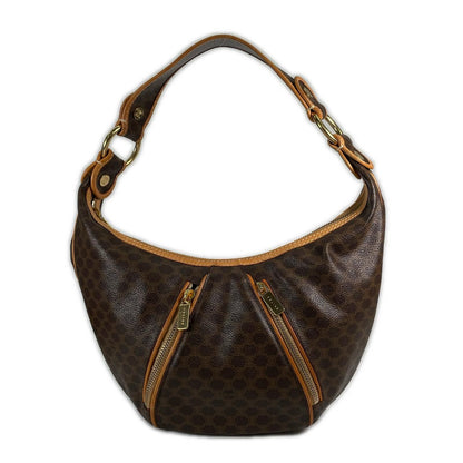 Celine Macadam Shoulder Bag Leather Brown