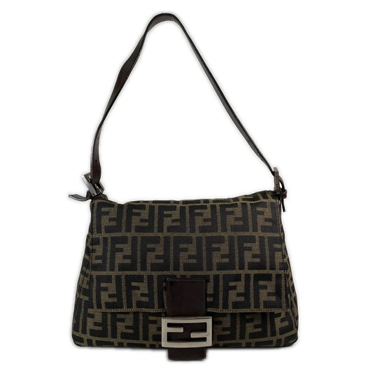 Fendi Zucca Mamma Baguette Shoulder Bag Canvas Brown