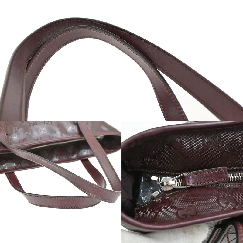 Gucci GG Supreme Tote Shoulder Bag Burgundy Leather