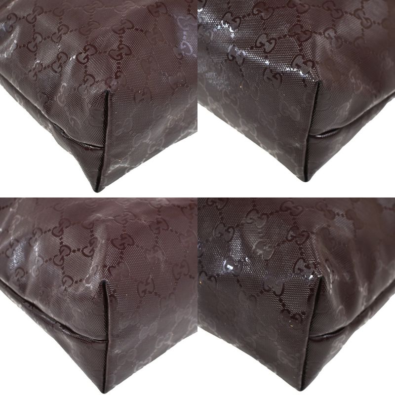 Gucci GG Supreme Tote Shoulder Bag Burgundy Leather