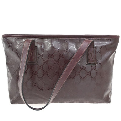Gucci GG Supreme Tote Shoulder Bag Burgundy Leather