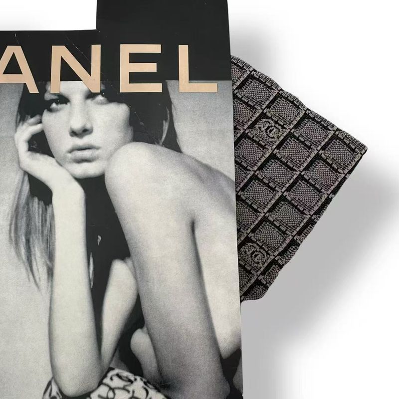 Chanel Stockings CC Logo Tights Gray 3 Shoulder Bag