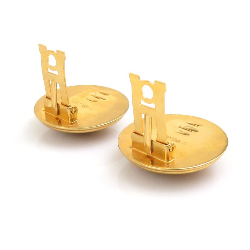 Hermes Earrings Enamel Brown Gold