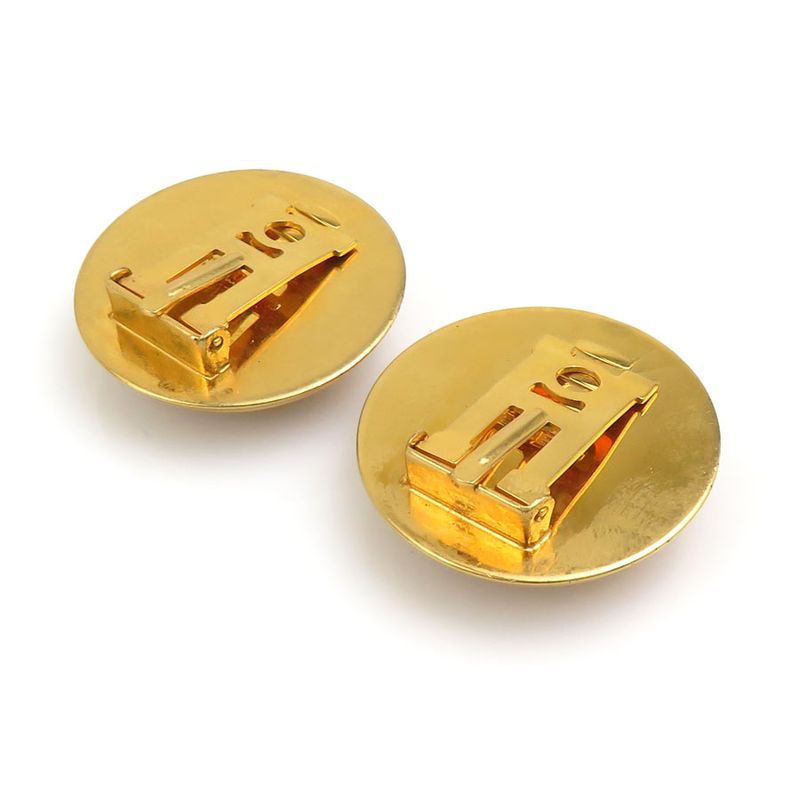 Hermes Earrings Enamel Brown Gold