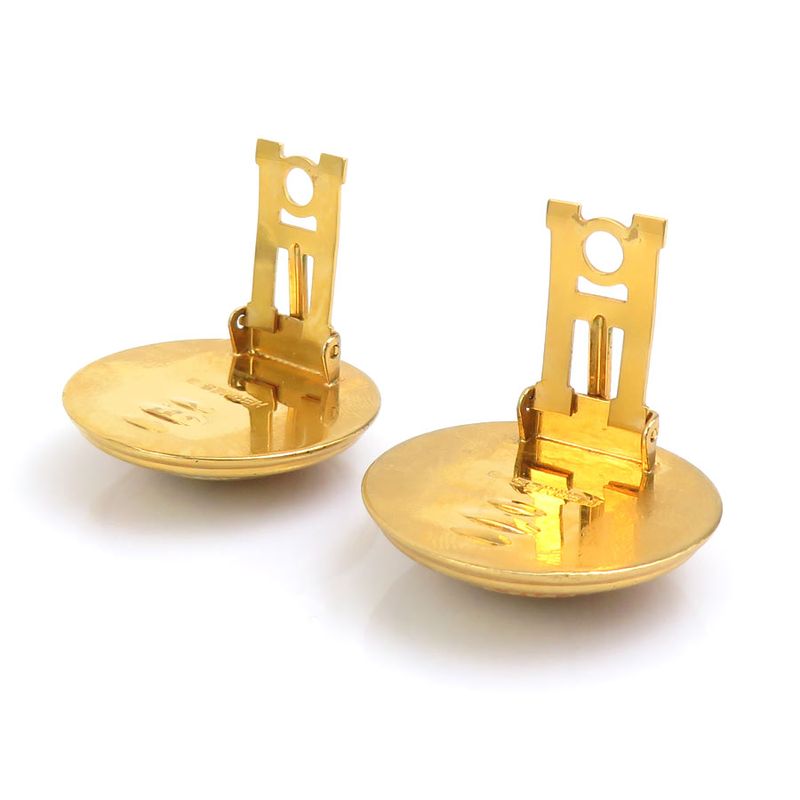 Hermes Earrings Enamel Brown Gold