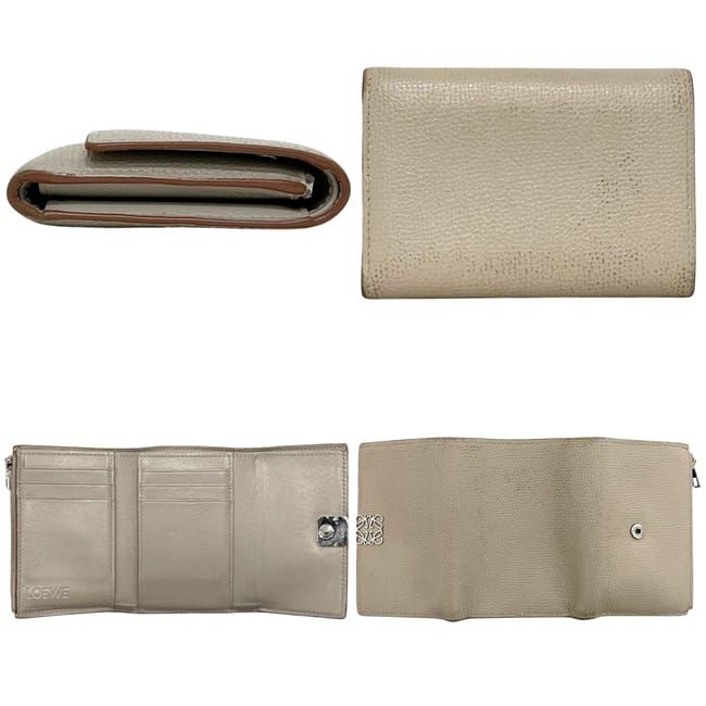 Loewe Trifold Wallet Vertical Beige Anagram