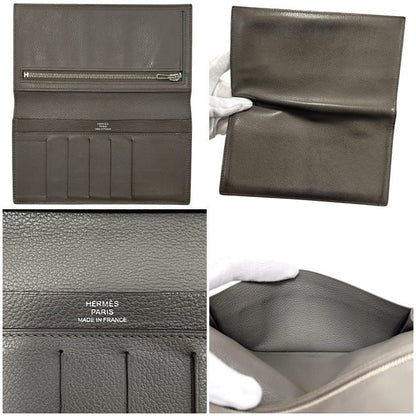 Hermes Bifold Wallet Citizen Twill Silk in Grey