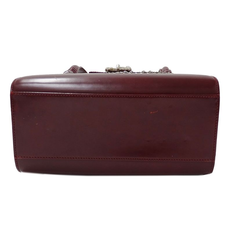 Cartier Bag Handbag Patent Leather Panthere Gold Going Out Bordeaux