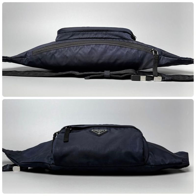 Prada Triangle Logo Belt Bag Nylon Navy