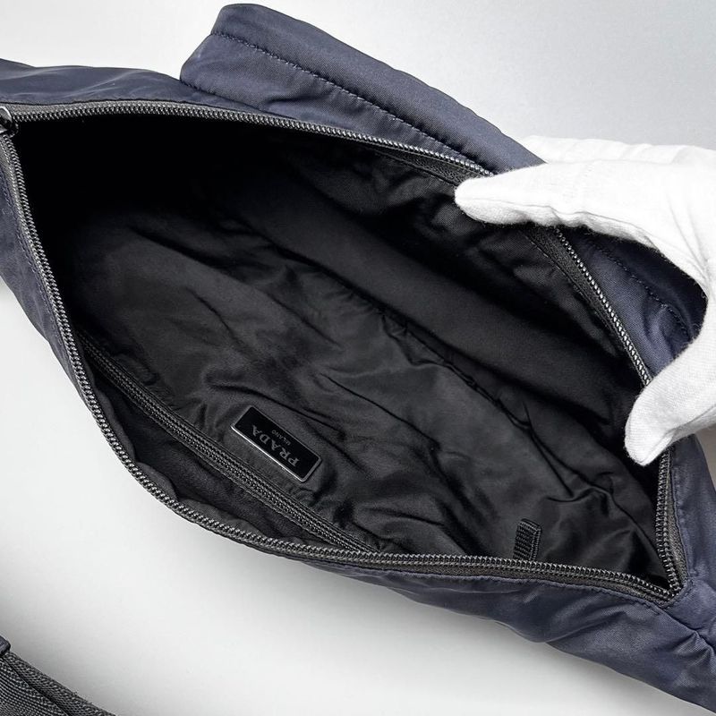 Prada Triangle Logo Belt Bag Nylon Navy