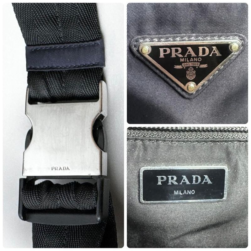 Prada Triangle Logo Belt Bag Nylon Navy