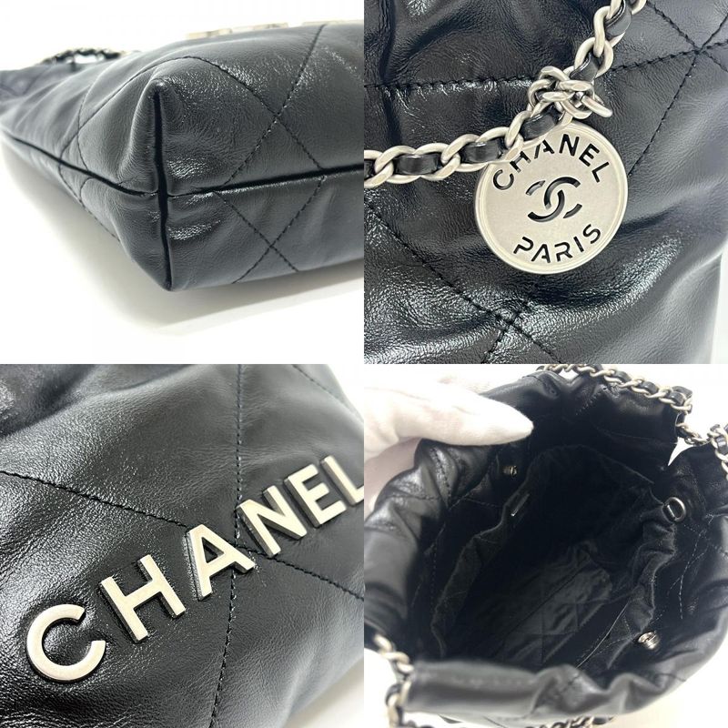 Chanel Shoulder Bag 22 Mini Leather Black Svhardware