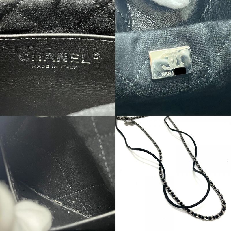 Chanel Shoulder Bag 22 Mini Leather Black Svhardware