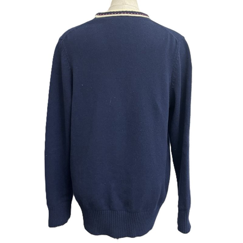 Chanel Cardigan CC Logo Button Cashmere Navy Blue & Red &