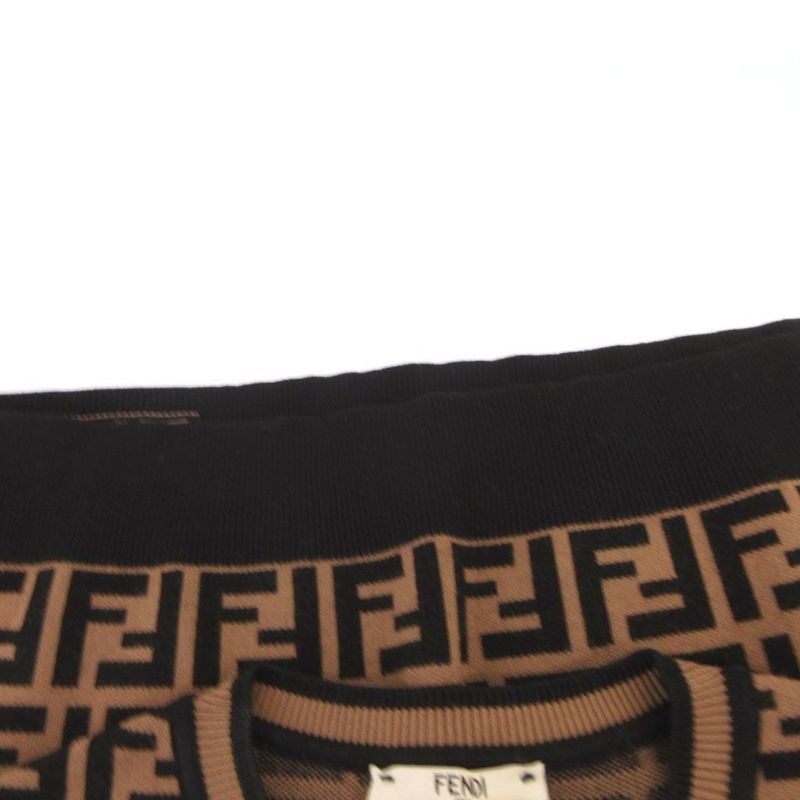 Fendi Knit Top Sew Short Sleeve Zucca Pattern All Over 38