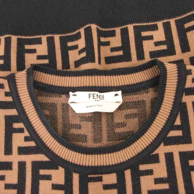 Fendi Knit Top Sew Short Sleeve Zucca Pattern All Over 38