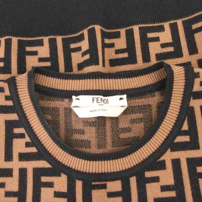 Fendi Knit Top Sew Short Sleeve Zucca Pattern All Over 38