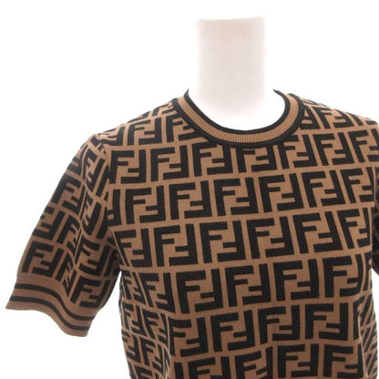 Fendi Knit Top Sew Short Sleeve Zucca Pattern All Over 38