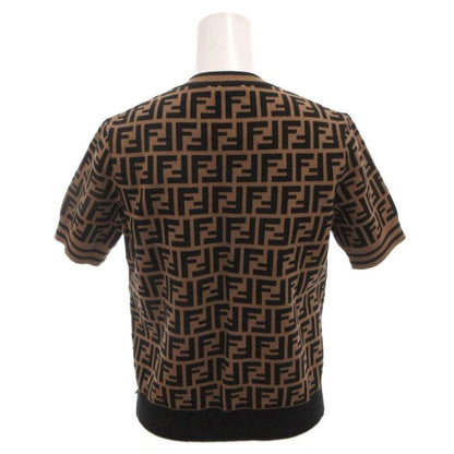 Fendi Knit Top Sew Short Sleeve Zucca Pattern All Over 38