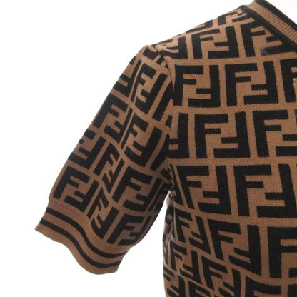 Fendi Knit Top Sew Short Sleeve Zucca Pattern All Over 38