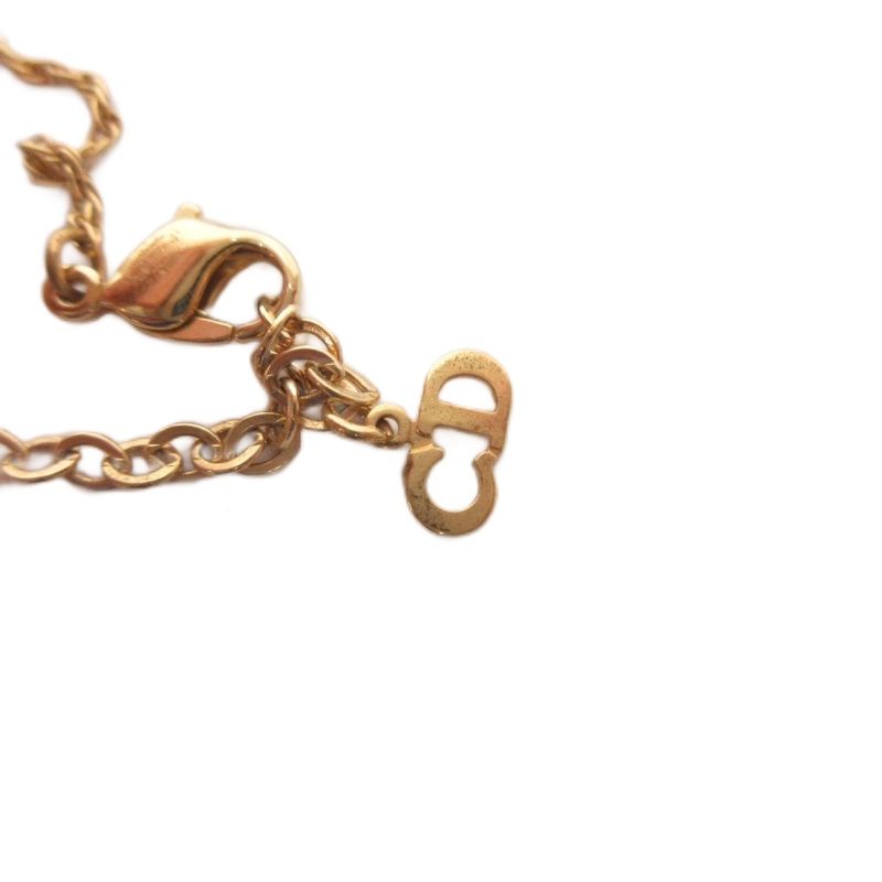 Dior Necklace Pendant Faux Pearl CD Logo Chain Bijou Gold