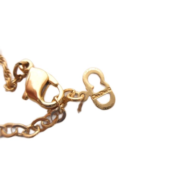 Dior Necklace Pendant Faux Pearl CD Logo Chain Bijou Gold