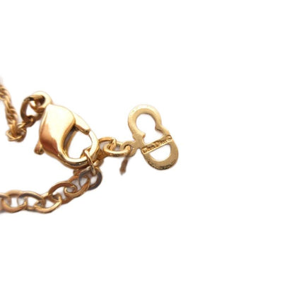 Dior Necklace Pendant Faux Pearl CD Logo Chain Bijou Gold