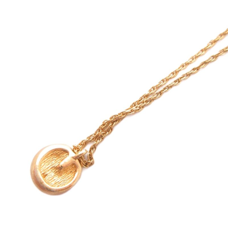 Dior Necklace Pendant Faux Pearl CD Logo Chain Bijou Gold