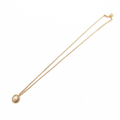 Dior Necklace Pendant Faux Pearl CD Logo Chain Bijou Gold