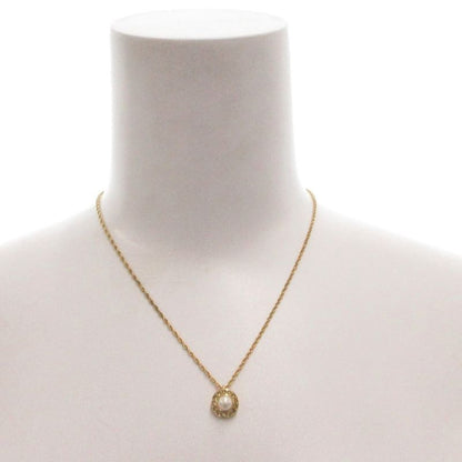 Dior Necklace Pendant Faux Pearl CD Logo Chain Bijou Gold