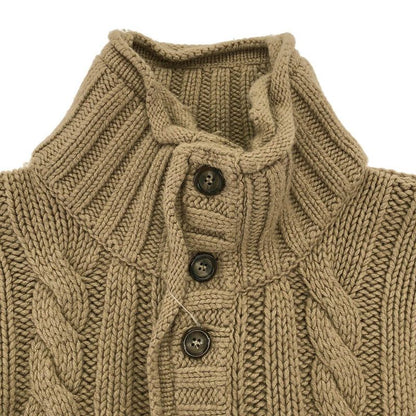Dolce & Gabbana Cable Knit Logo Cardigan Brown