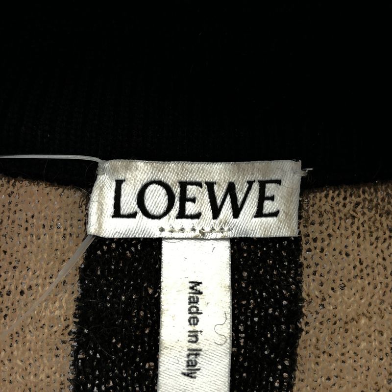 Loewe Check Stripe Turtleneck Mohair Knit Pullover Brown Black XS Sweater X