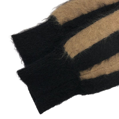 Loewe Check Stripe Turtleneck Mohair Knit Pullover Brown Black XS Sweater X