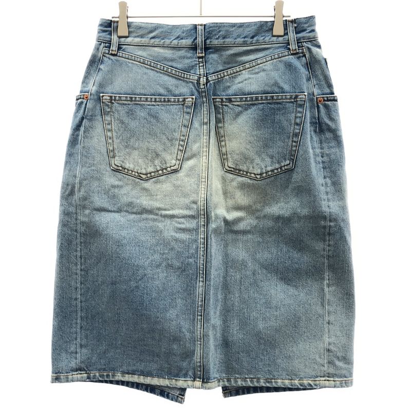 Balenciaga Front Slit Denim Skirt Indigo Blue 36