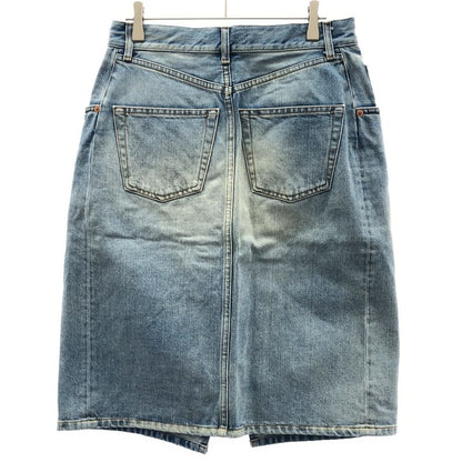 Balenciaga Front Slit Denim Skirt Indigo Blue 36