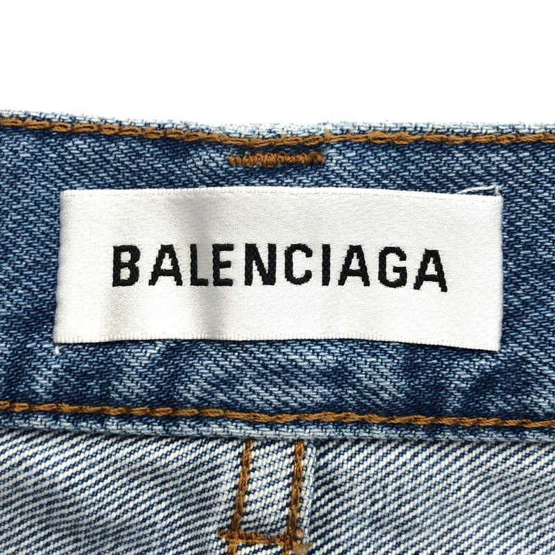 Balenciaga Front Slit Denim Skirt Indigo Blue 36