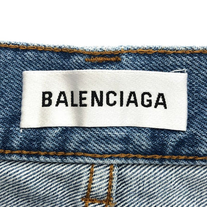 Balenciaga Front Slit Denim Skirt Indigo Blue 36